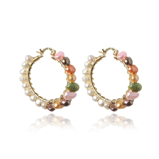 MULTICOLOR PEARL HOOPS